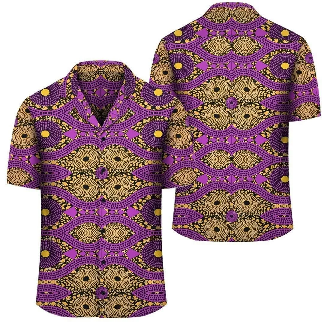 Africa Hawaiian Shirt   Ankara Hawaiian Shirt Violet Cowrie_2
