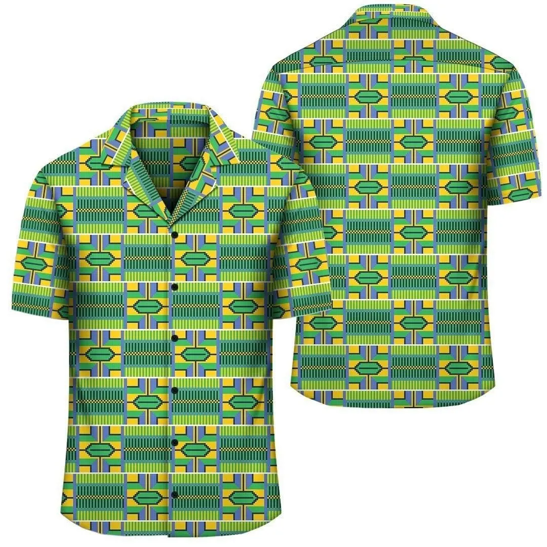 Africa Hawaiian Shirt   Kente Hawaiian Shirt Seamless Green_2