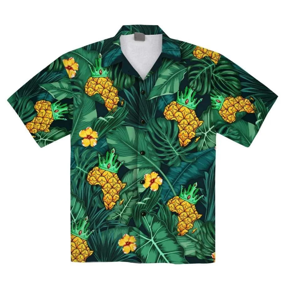 African Map Pineapple Tropical Hawaiian Aloha Aloha Shirts Hawaiian Shorts Beach Short Sleeve_0