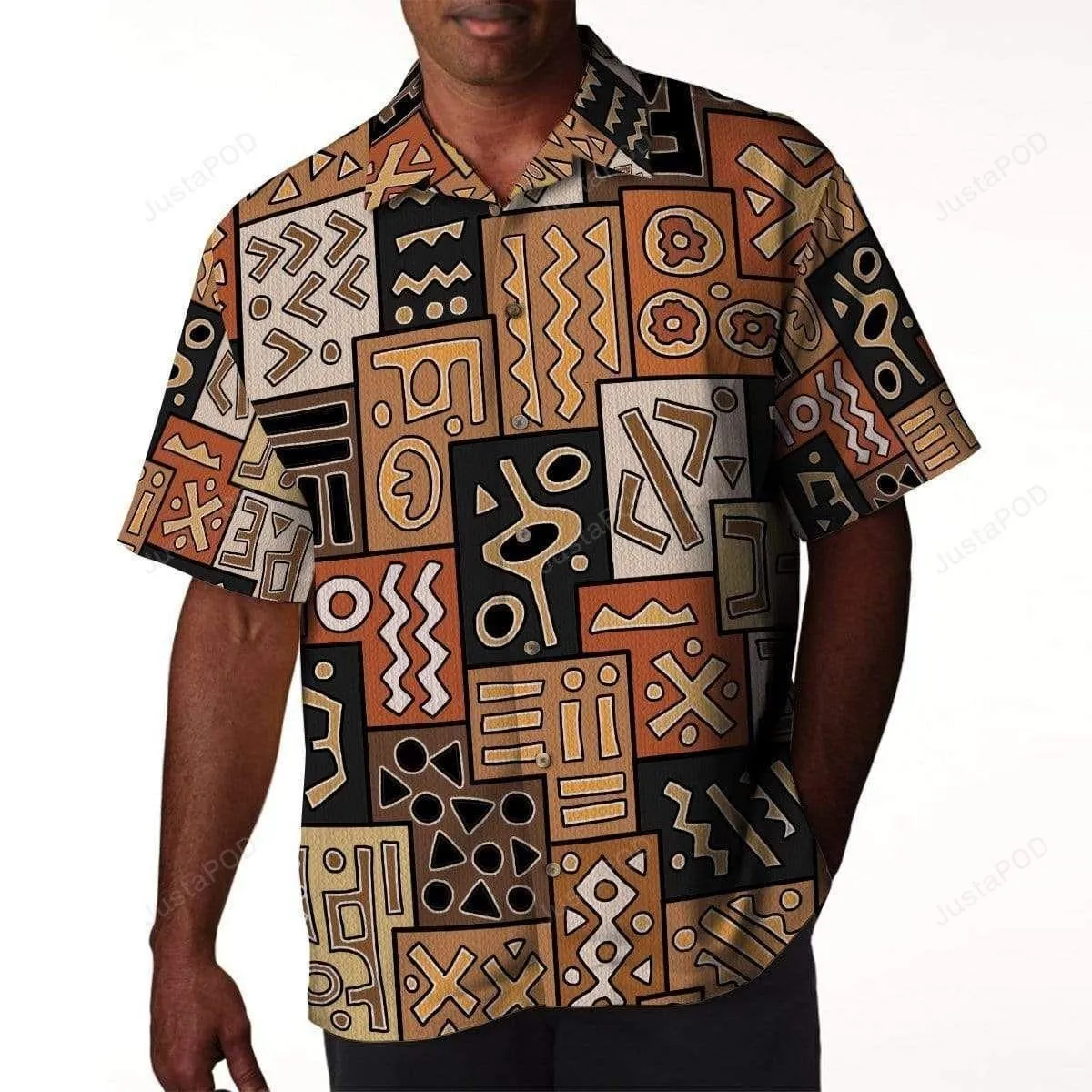 African Tribal Pattern Tropical Hawaiian Aloha Shirts_1
