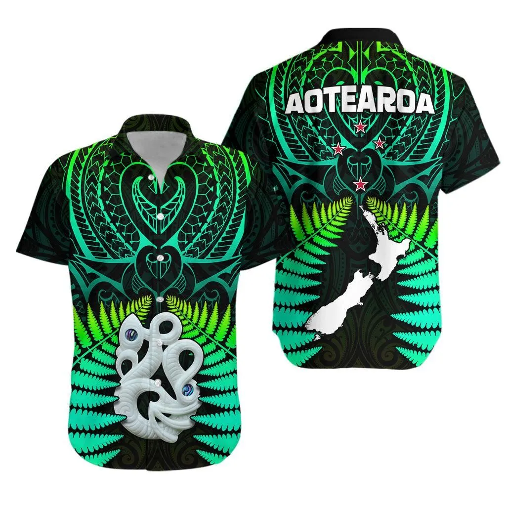 Aotearoa Fern Hawaiian Shirt New Zealand Hei Tiki Green Style Lt13_0
