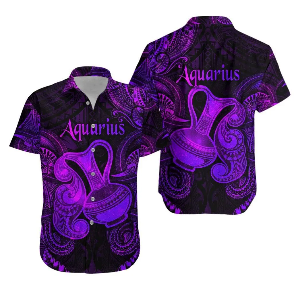Aquarius Zodiac Polynesian Hawaiian Shirt Unique Style   Purple Lt8_1