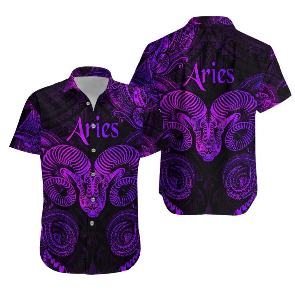 Aries Zodiac Polynesian Hawaiian Shirt Unique Style   Purple Lt8_1