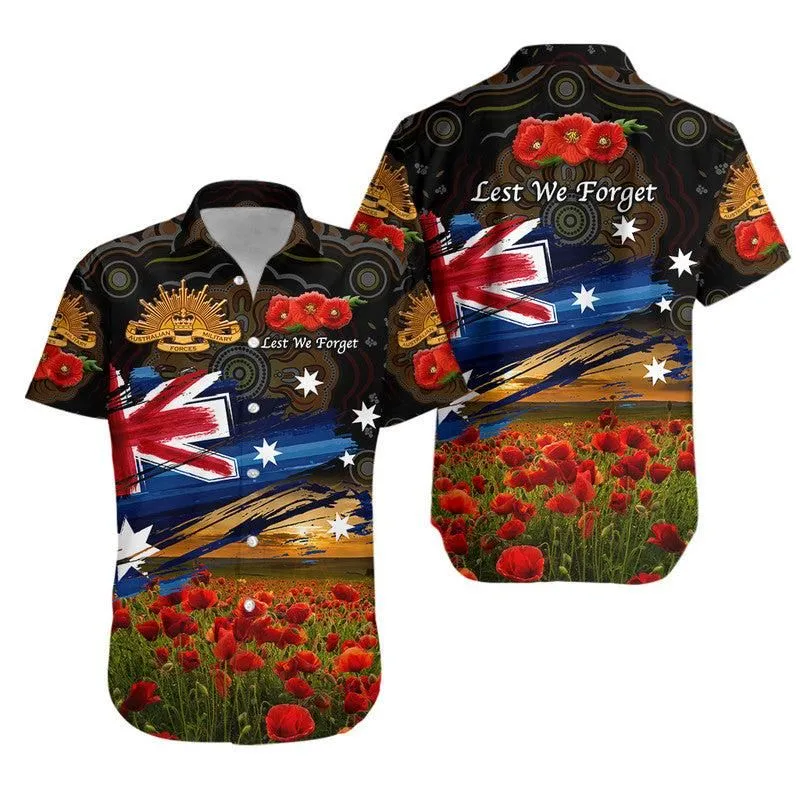 Australia Aboriginal Anzac Hawaiian Shirt Poppy Vibes   Black Lt8_1