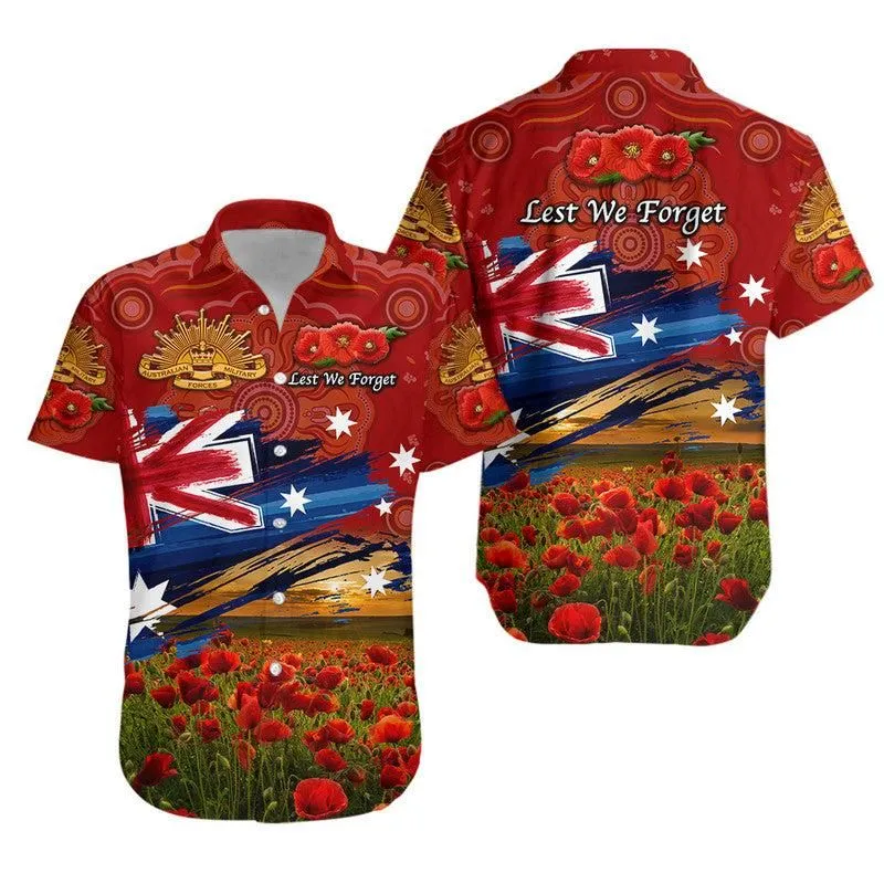 Australia Aboriginal Anzac Hawaiian Shirt Poppy Vibes   Red Lt8_1