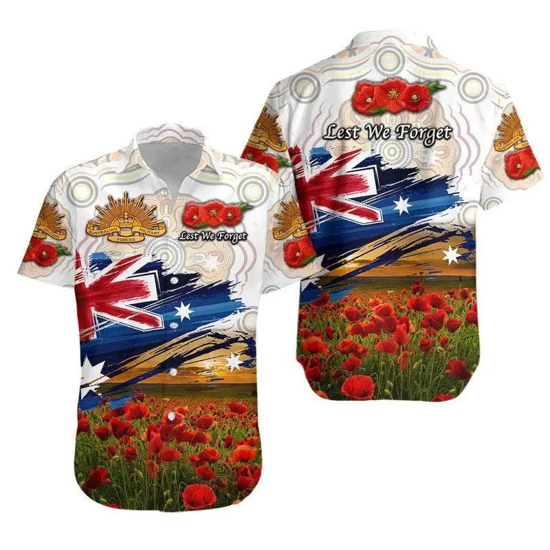 Australia Aboriginal Anzac Hawaiian Shirt Poppy Vibes   White Lt8_1