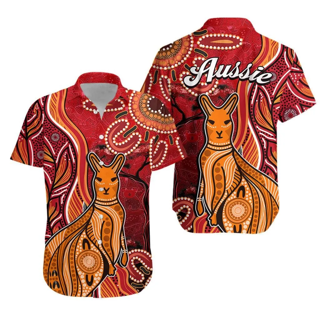 Australian Aboriginal Art Hawaiian Shirt Aussie Animal Red Version Lt14_0
