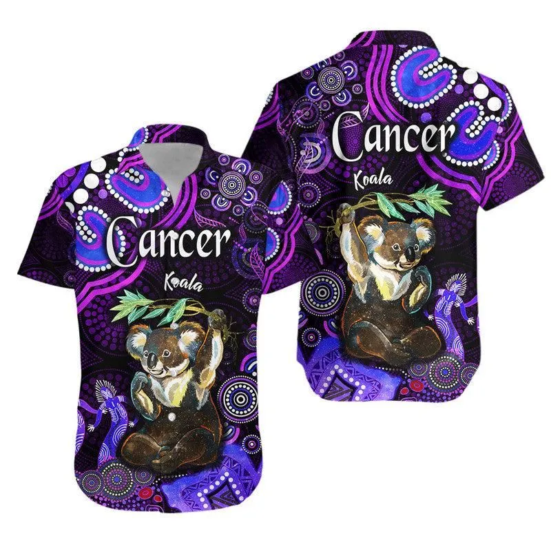 Australian Astrology Hawaiian Shirt Cancer Koala Zodiac Aboriginal Vibes   Purple Lt8_0
