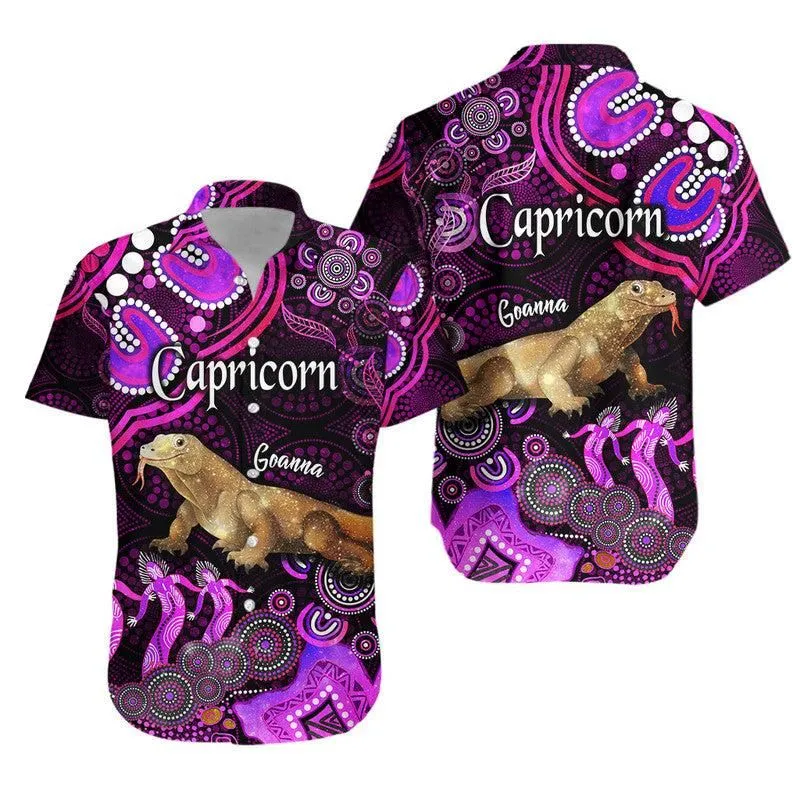 Australian Astrology Hawaiian Shirt Capricorn Goanna Zodiac Aboriginal Vibes   Pink Lt8_0