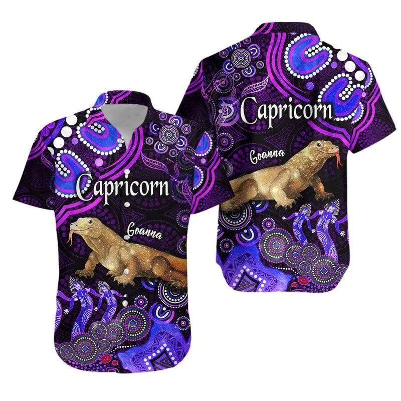 Australian Astrology Hawaiian Shirt Capricorn Goanna Zodiac Aboriginal Vibes   Purple Lt8_0
