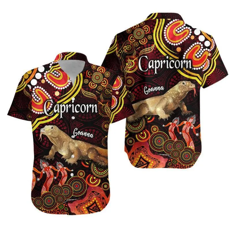 Australian Astrology Hawaiian Shirt Capricorn Goanna Zodiac Aboriginal Vibes   Red Lt8_0