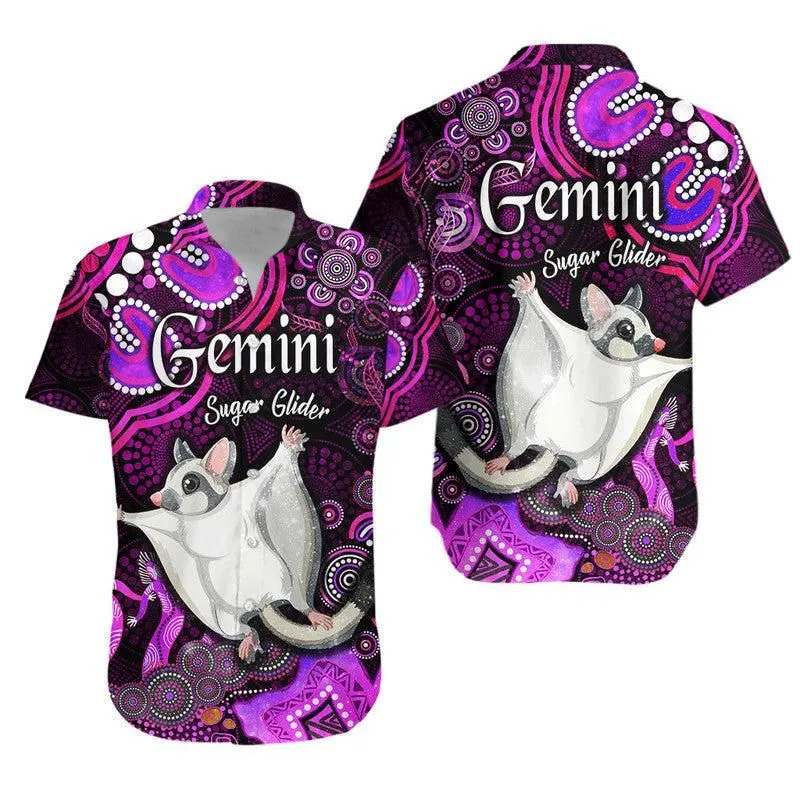 Australian Astrology Hawaiian Shirt Gemini Sugar Glider Zodiac Aboriginal Vibes   Pink Lt8_0