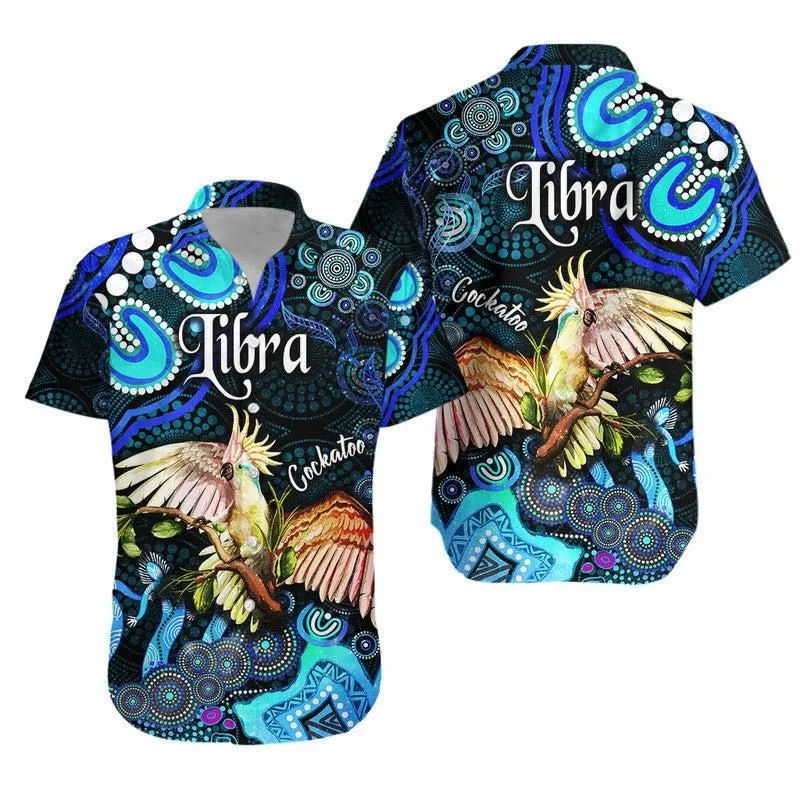 Australian Astrology Hawaiian Shirt Libra Cockatoo Glider Zodiac Aboriginal Vibes   Blue Lt8_0