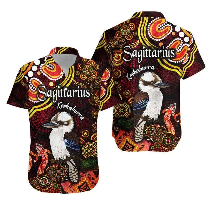 Australian Astrology Hawaiian Shirt Sagittarius Kookaburra Zodiac Aboriginal Vibes   Red Lt8_0