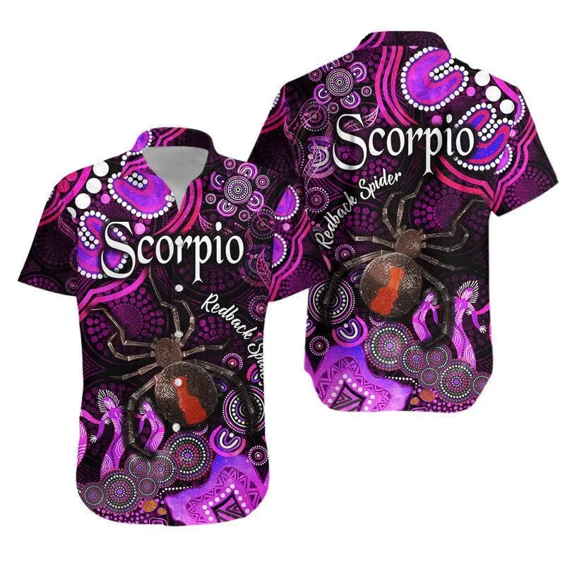 Australian Astrology Hawaiian Shirt Scorpio Redback Spider Zodiac Aboriginal Vibes   Pink Lt8_0
