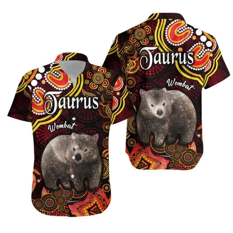 Australian Astrology Hawaiian Shirt Taurus Wombat Zodiac Aboriginal Vibes   Red Lt8_0