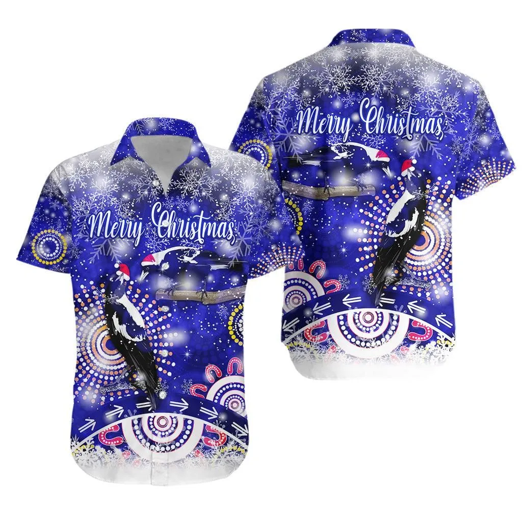 Australian Magpies Christmas Hawaiian Shirt Original Style   Blue Lt8_1