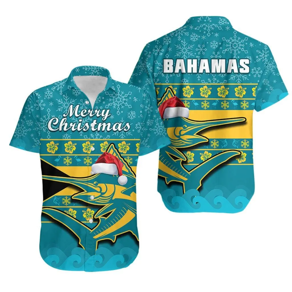Bahamas Hawaiian Shirt Bahamian Blue Marlin Merry Chirstmas Lt14_0