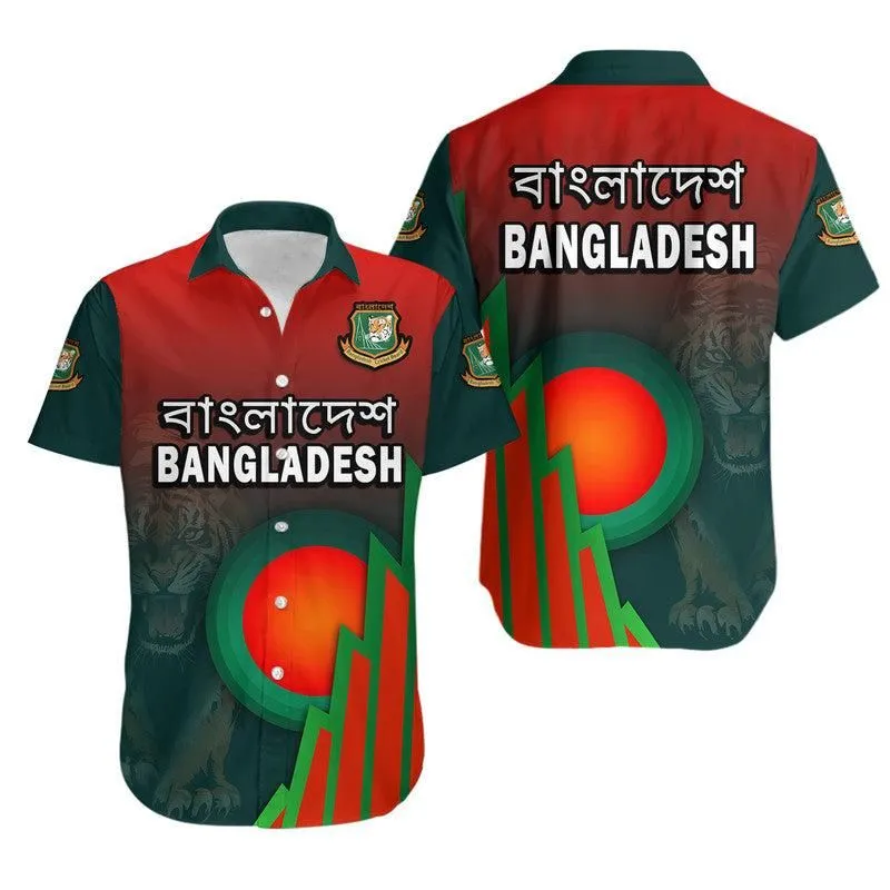 Bangladesh Bangla Tigers Cricket Hawaiian Shirt Tigers And Bangladesh Flag Lt9_0