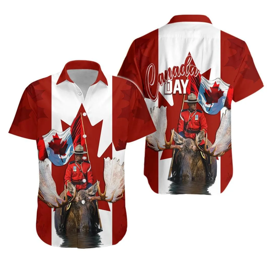 Canada Day Personalised Hawaiian Shirt Mountie On Moose Lt7_0