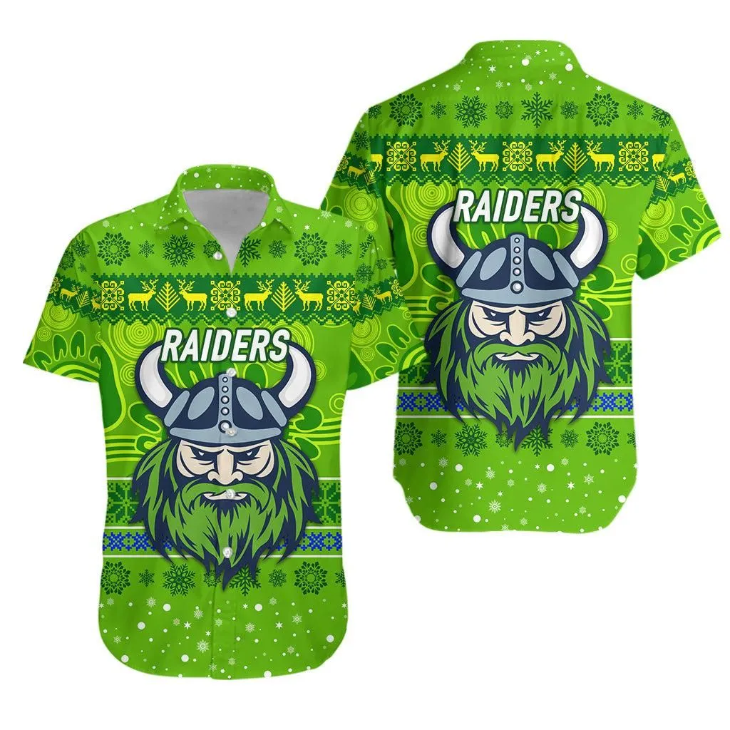 Canberra Raiders Hawaiian Shirt Christmas Simple Style   Green Lt8_1
