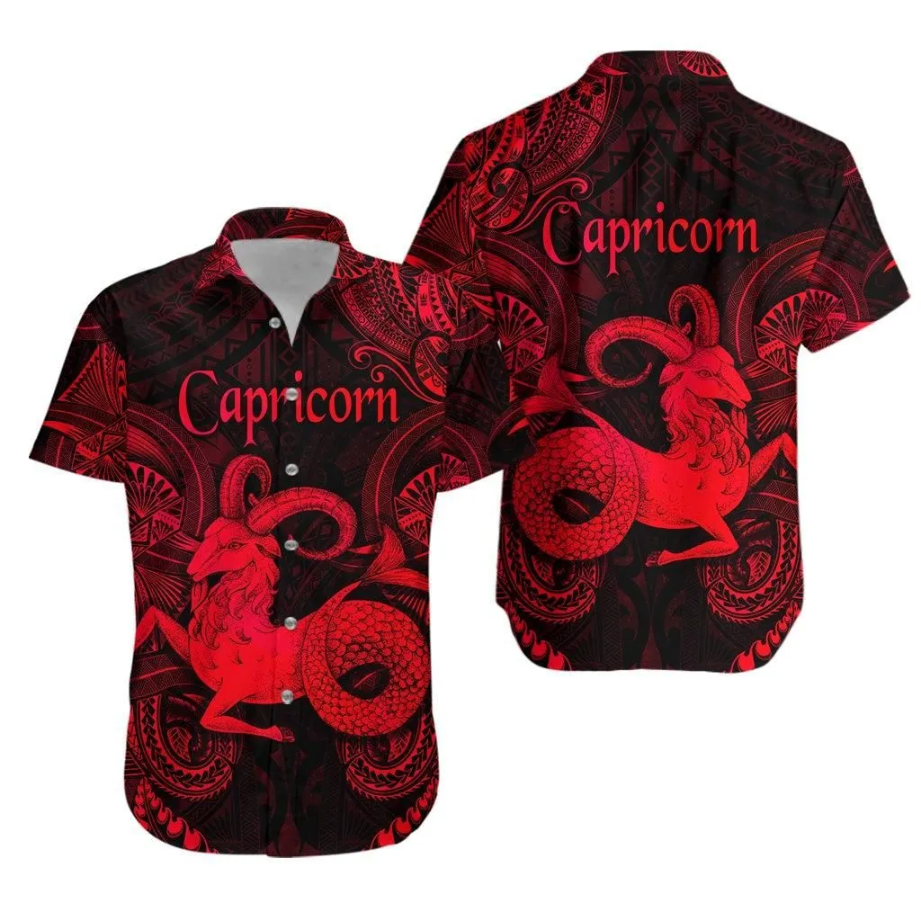 Capricorn Zodiac Polynesian Hawaiian Shirt Unique Style   Red Lt8_1