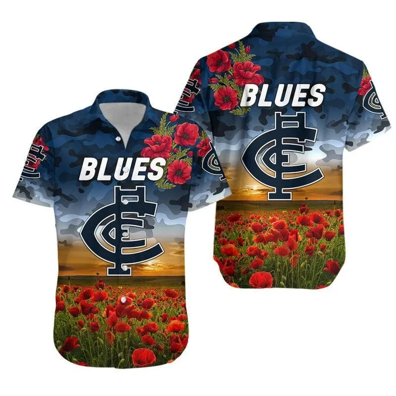 Carlton Blues Anzac Hawaiian Shirt Poppy Vibes Lt8_1