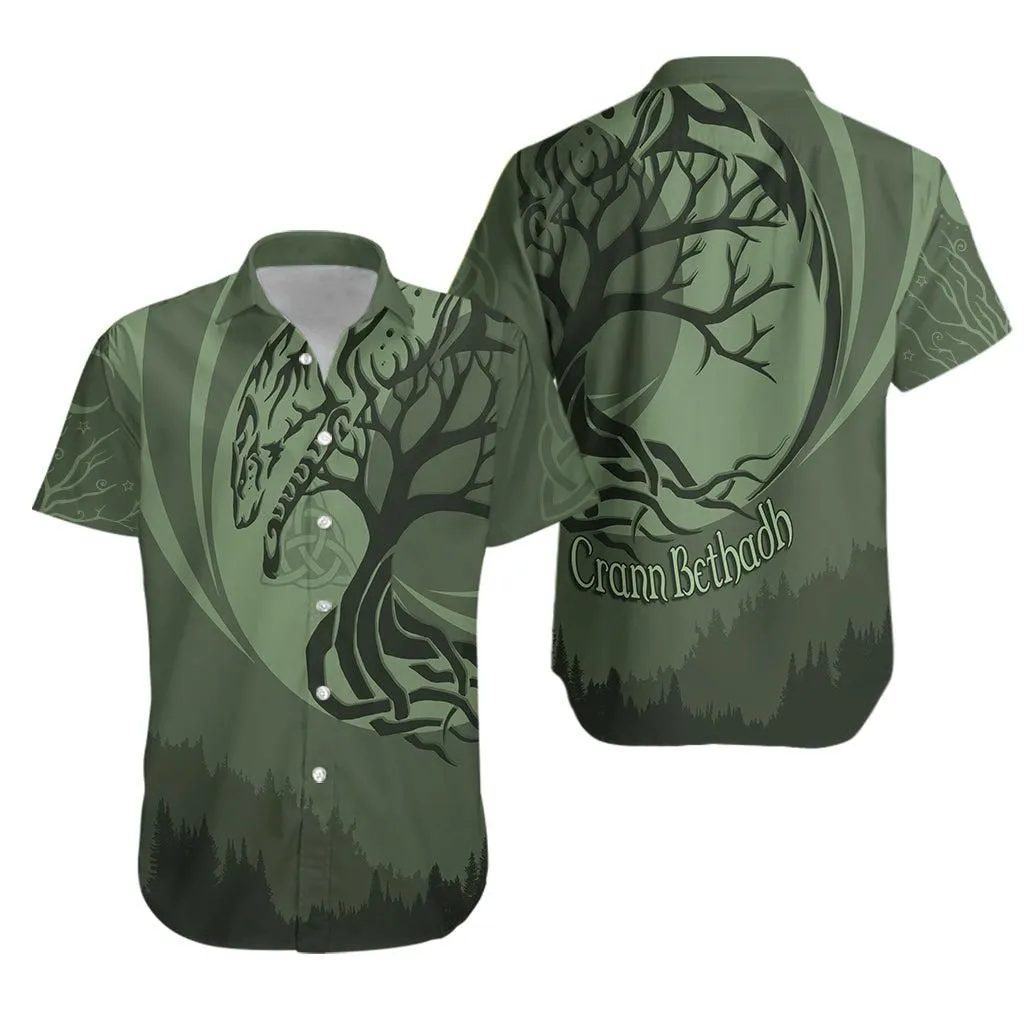 Celtic Tree Of Life With Wolf Spirit Hawaiian Shirt Crescent Crann Bethadh Lt7_0