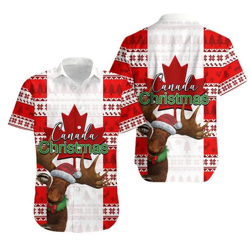 Christmas Moose Canada Hawaiian Shirt Flag Style  Lt6_0