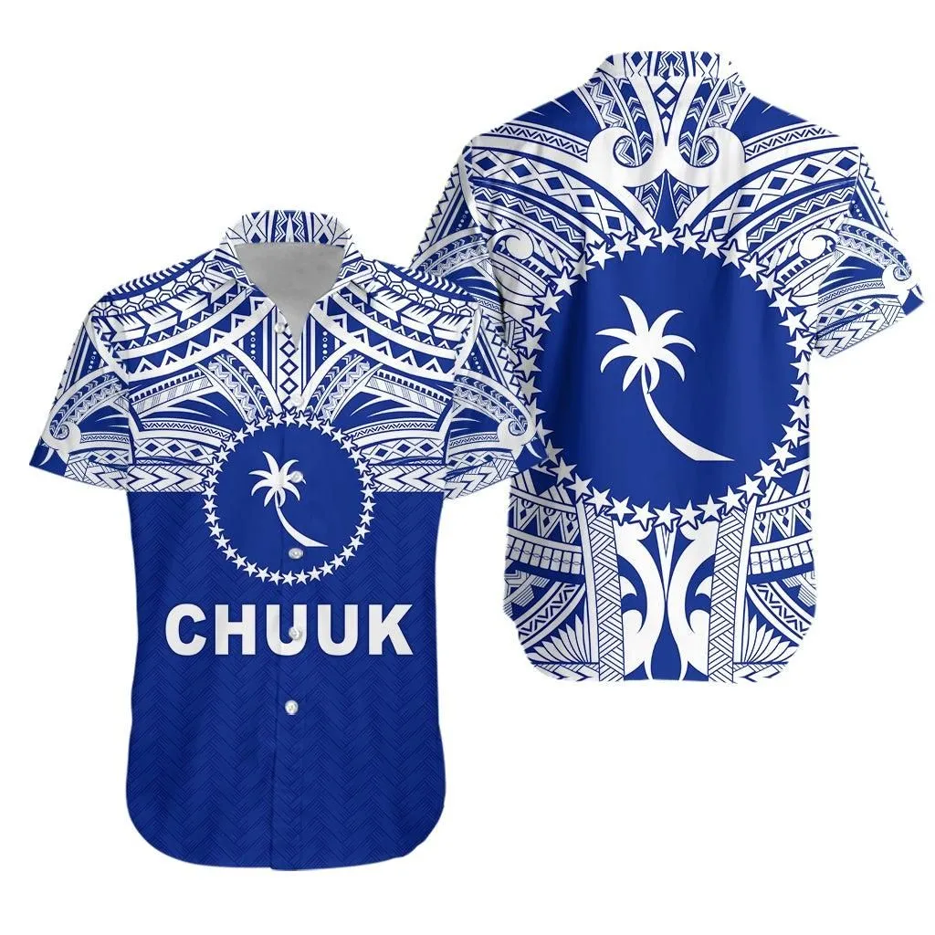 Chuuk Flag Hawaiian Shirt Micronesia Style Blue Lt13_0