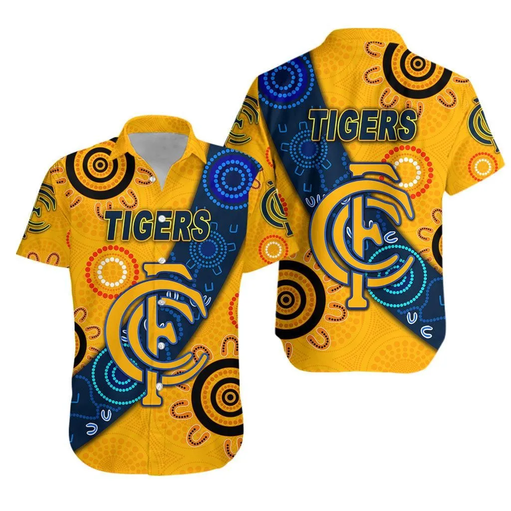 Claremont Football Club Hawaiian Shirt Tigers Indigenous Version   Gold Lt8_1