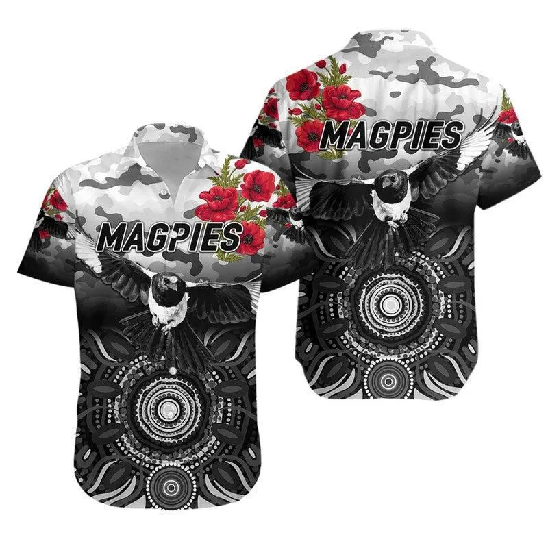 Collingwood Magpies Anzac Hawaiian Shirt Indigenous Vibes Lt8_1