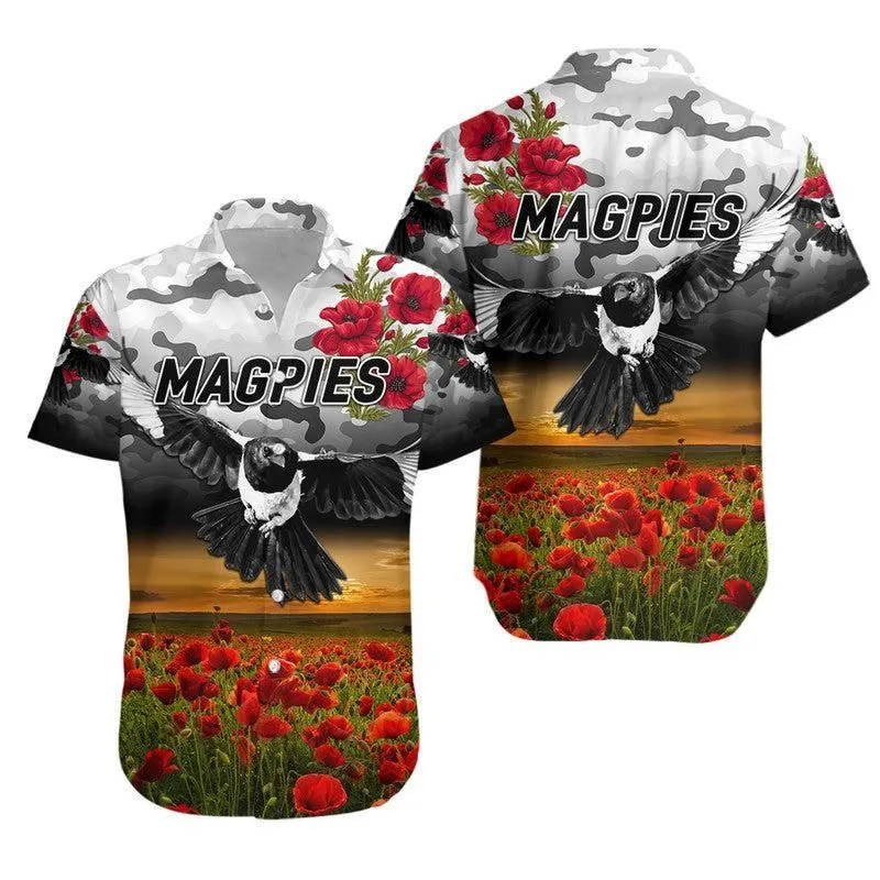 Collingwood Magpies Anzac Hawaiian Shirt Poppy Vibes Lt8_1