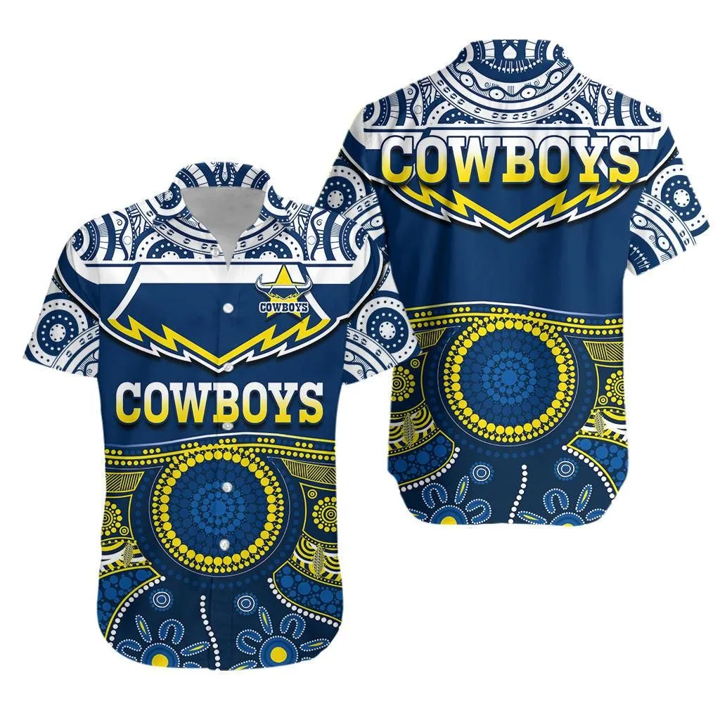 Cowboys Rugby Hawaiian Shirt Aboriginal Pattern Lt14_0