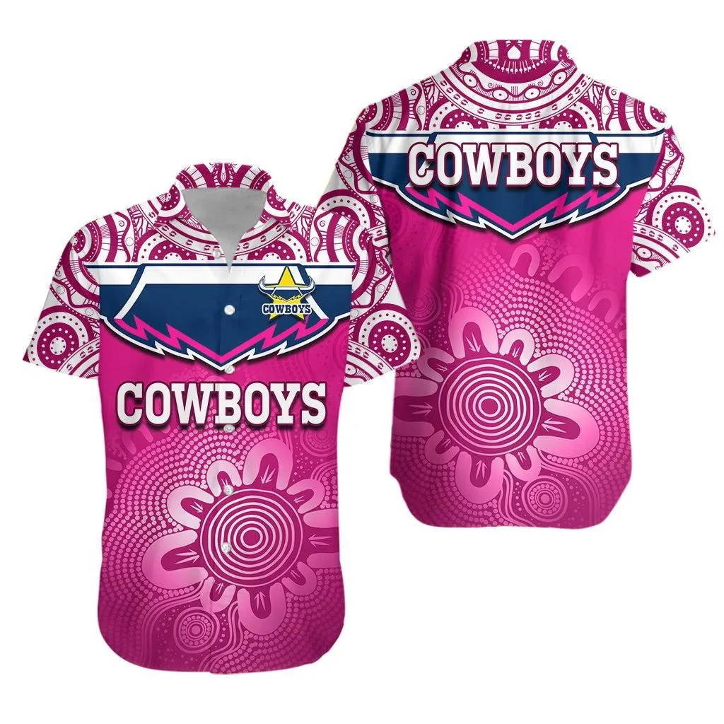 Cowboys Rugby Hawaiian Shirt Aboriginal Pattern Pink Version Lt14_0