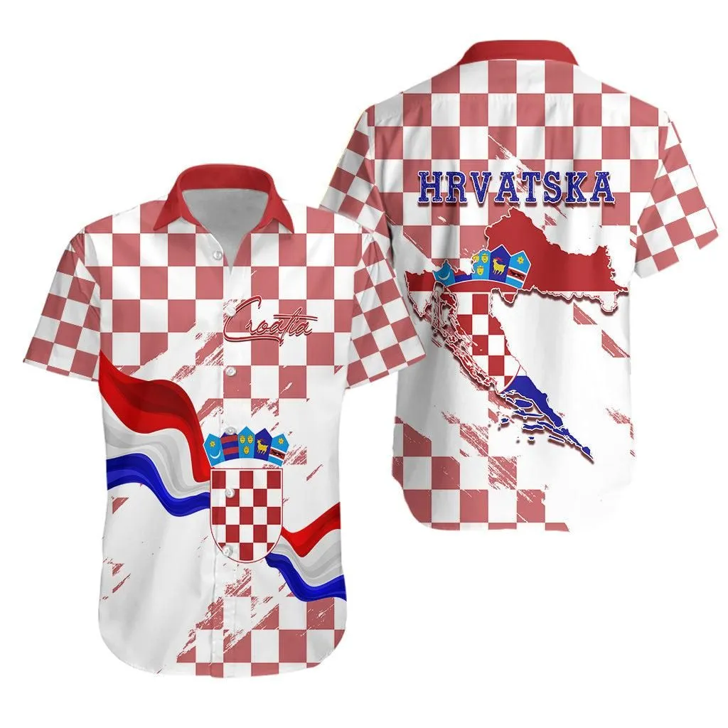 Croatia Hawaiian Shirt Checkerboard Grunge Style Lt7_0