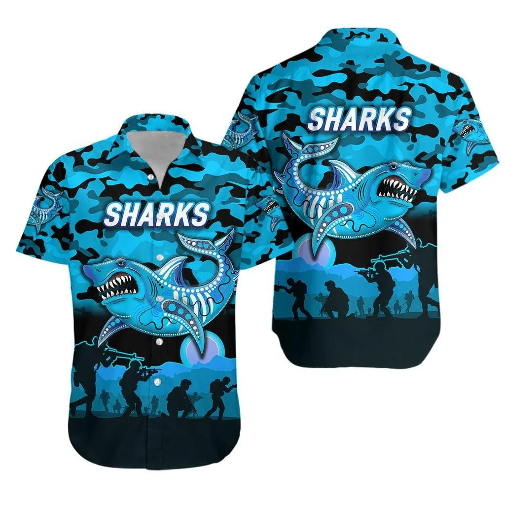 Cronulla   Sutherland Sharks Anzac 2022 Hawaiian Shirt Simple Style   Black Lt8_1