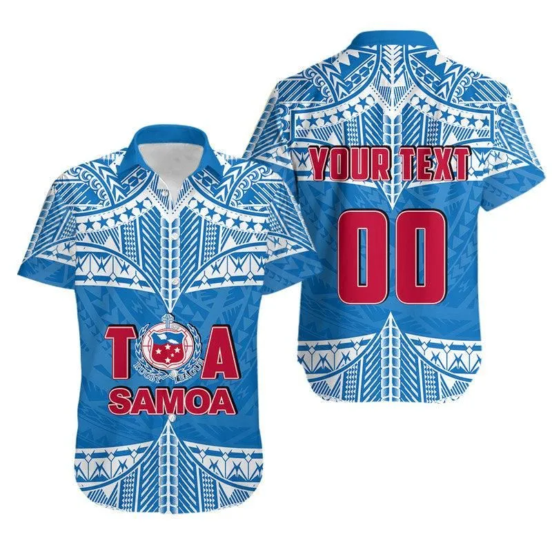 Custom Personalised And Number Toa Samoa Rugby Hawaiian Shirt Blue Sky Lt6_0