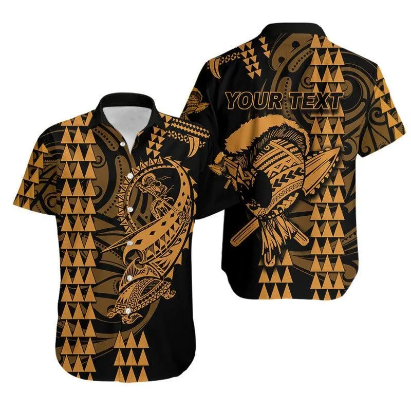 Custom Personalised Hawaii Polynesian Warrior Kakau Hawaiian Shirt Gold Lt6_0
