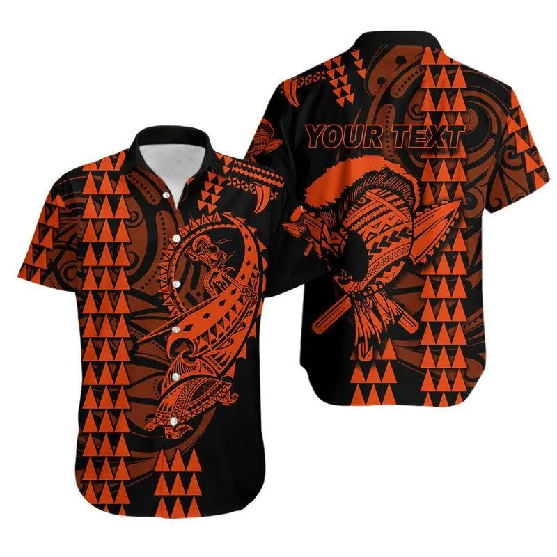 Custom Personalised Hawaii Polynesian Warrior Kakau Hawaiian Shirt Orange Lt6_0