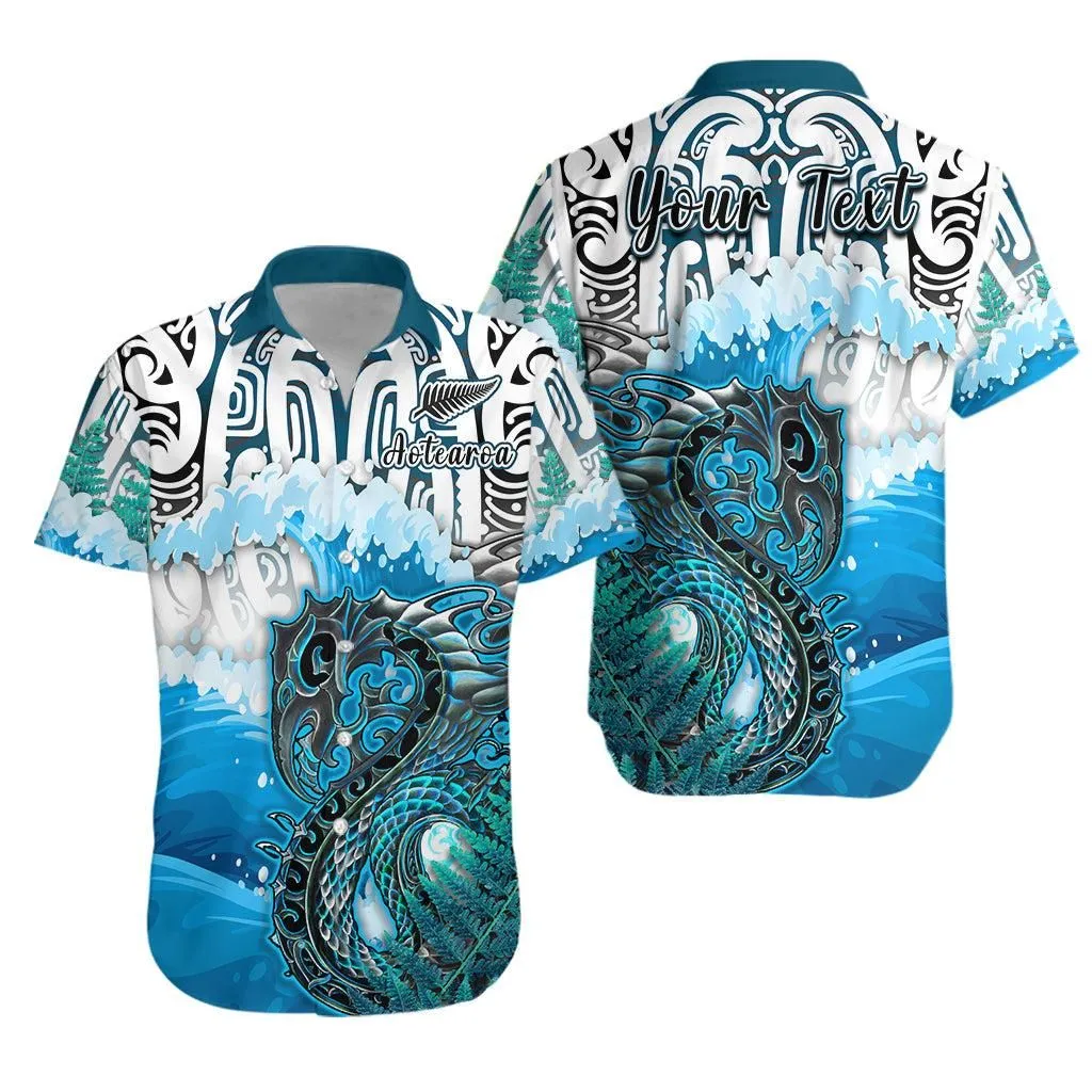 (Custom Personalised) Manaia Maori Combo Dress And Hawaiian Shirt Fern Aotearoa Blue Waves Lt13_2