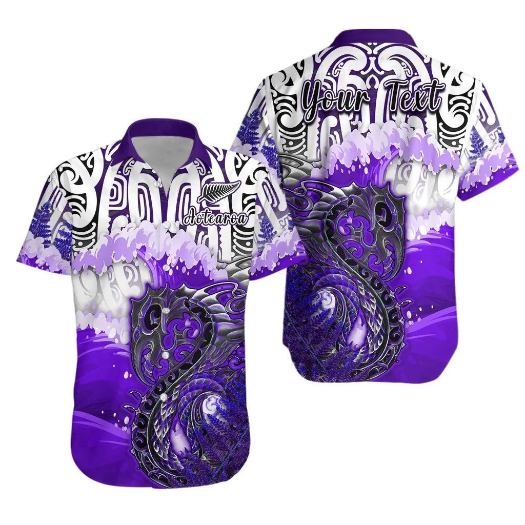 (Custom Personalised) Manaia Maori Combo Dress And Hawaiian Shirt Fern Aotearoa Purple Waves Lt13_2