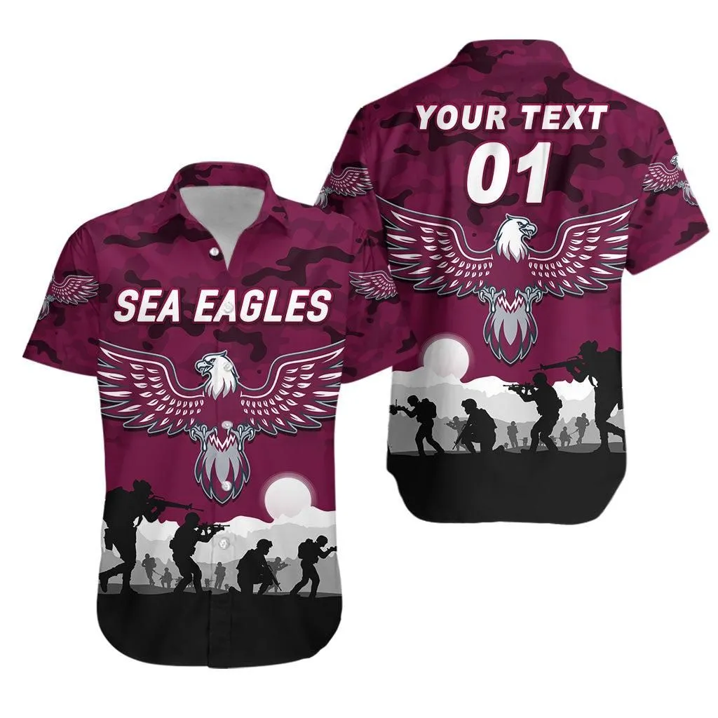 (Custom Personalised) Manly Warringah Sea Eagles Anzac 2022 Hawaiian Shirt Simple Style Lt8_1
