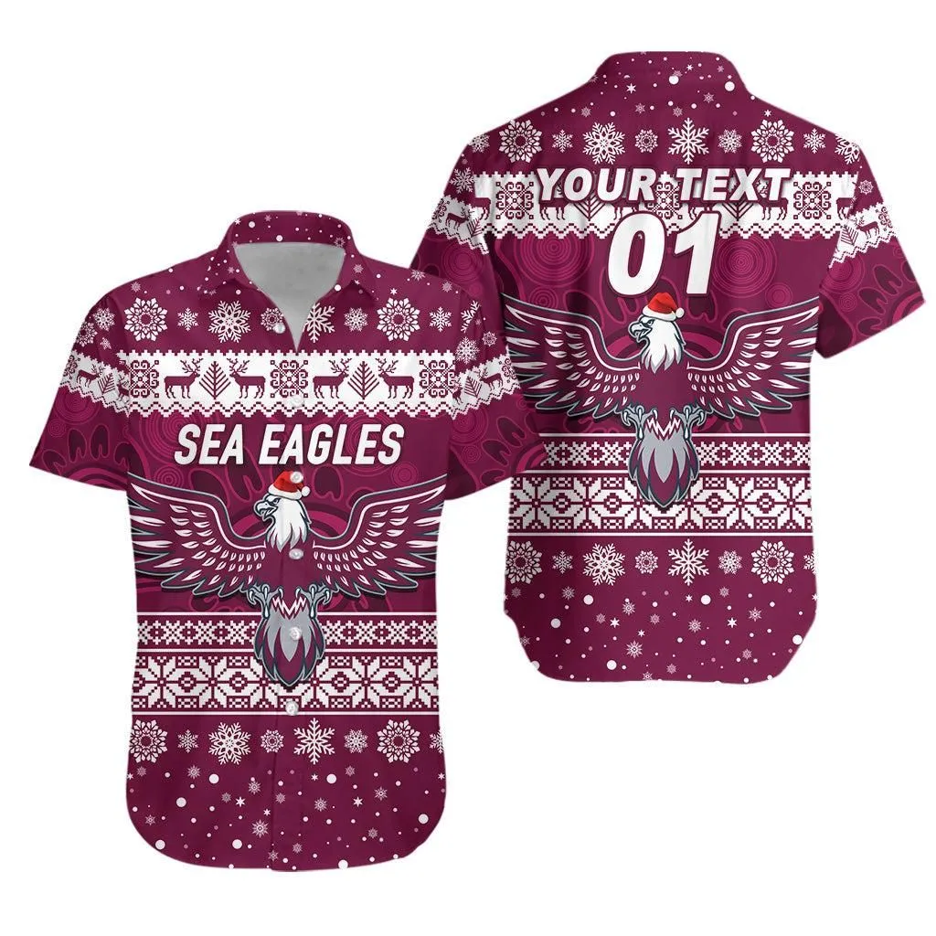 (Custom Personalised) Manly Warringah Sea Eagles Hawaiian Shirt Christmas Simple Style Lt8_1