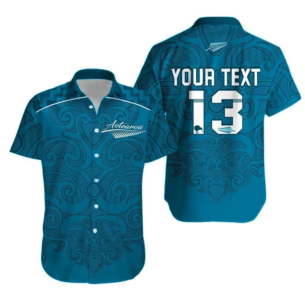 (Custom Personalised) Maori 2021 Hawaiian Shirt   Turquoise Aotearoa Tattoo   Custom Text And Number Lt13_1