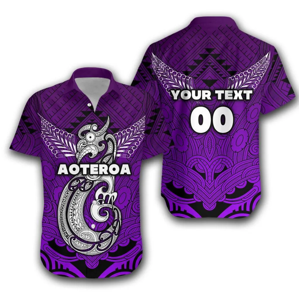(Custom Personalised) Maori Aotearoa Manaia Hawaiian Shirt Simple Sport Style   Purple Lt16_1