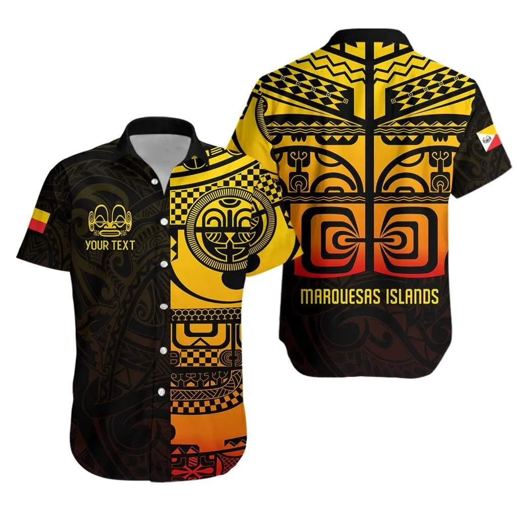 (Custom Personalised) Marquesas Islands Tiki Hawaiian Shirt Gradient Marquesan Tattoo Lt13_0