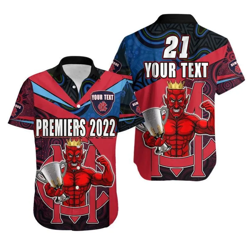 (Custom Personalised) Melbourne Football 2022 Premiers Hawaiian Shirt Demons Indigenous Style Lt9_0
