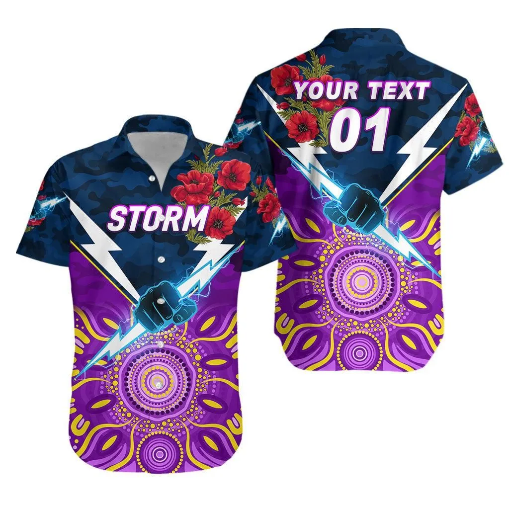 (Custom Personalised) Melbourne Storm Anzac 2022 Hawaiian Shirt Indigenous Vibes Lt8_1