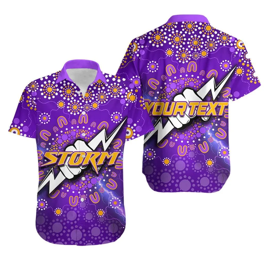 (Custom Personalised) Melbourne Storm Hawaiian Shirt Aboriginal Dot Lt6_1